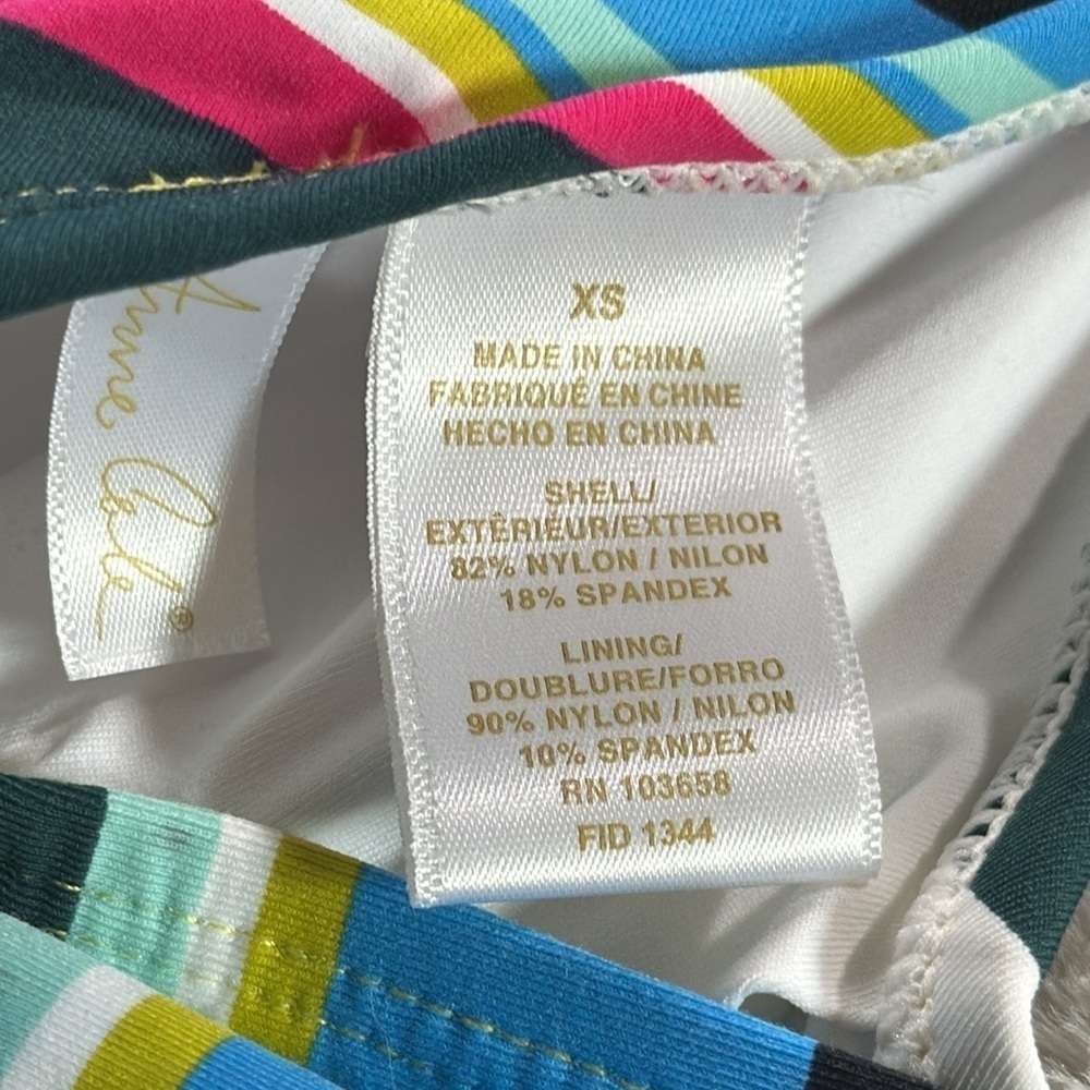 Anne Cole Women's Multi Color Colorblocked Stripe Tie Halter Swimsuit Top XS - Picture 7 of 13
